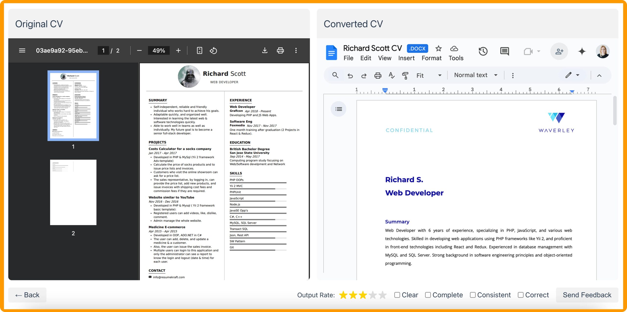 AI CV Converter Demo